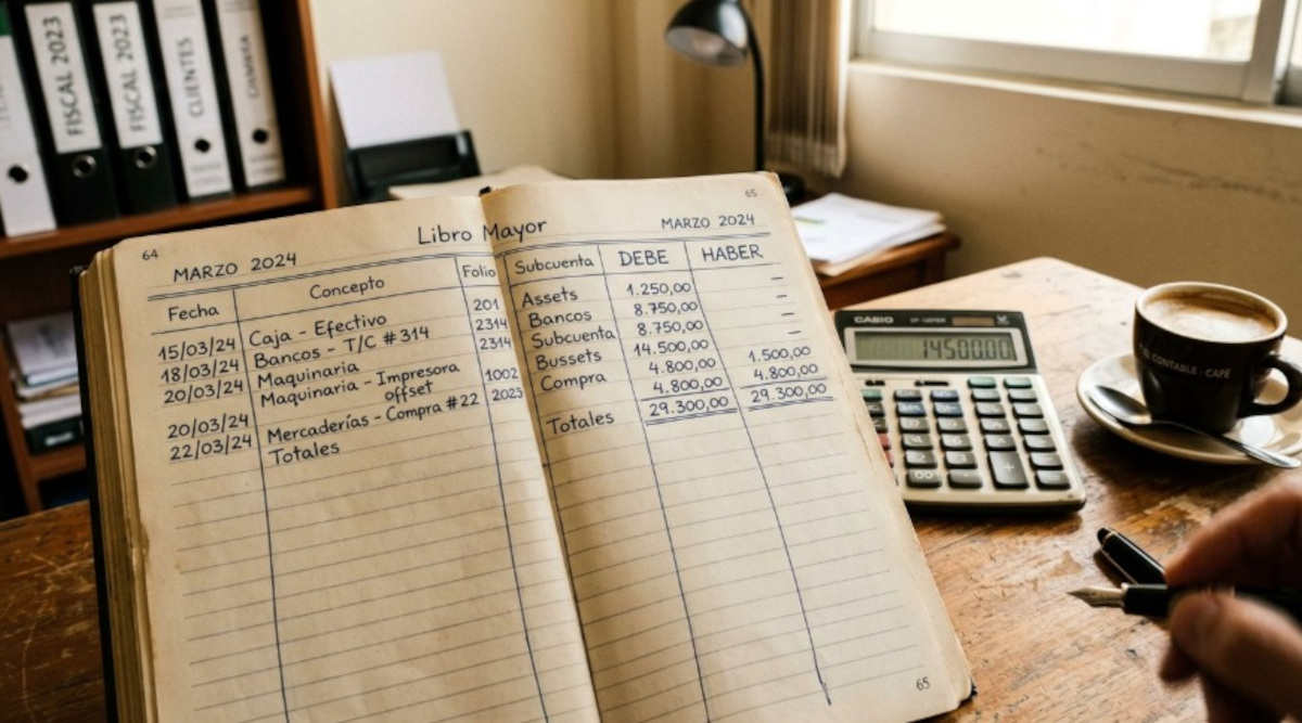 Balance general con cuentas de activo como caja, bancos, inventario y maquinaria en empresa mexicana