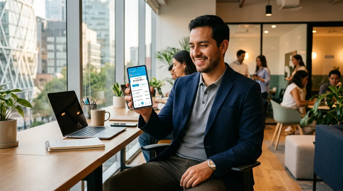 Hombre que revisa las mejores fintech en México para servicios financieros digitales