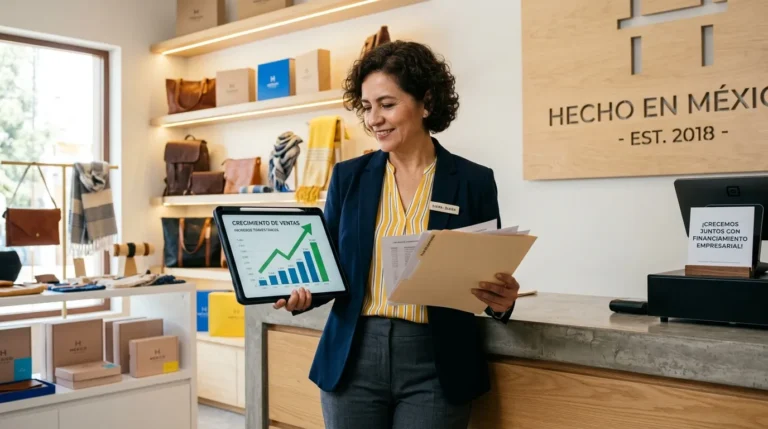 Persona emprendedora analizando información financiera en su computadora para entender qué es un crédito PyME en México