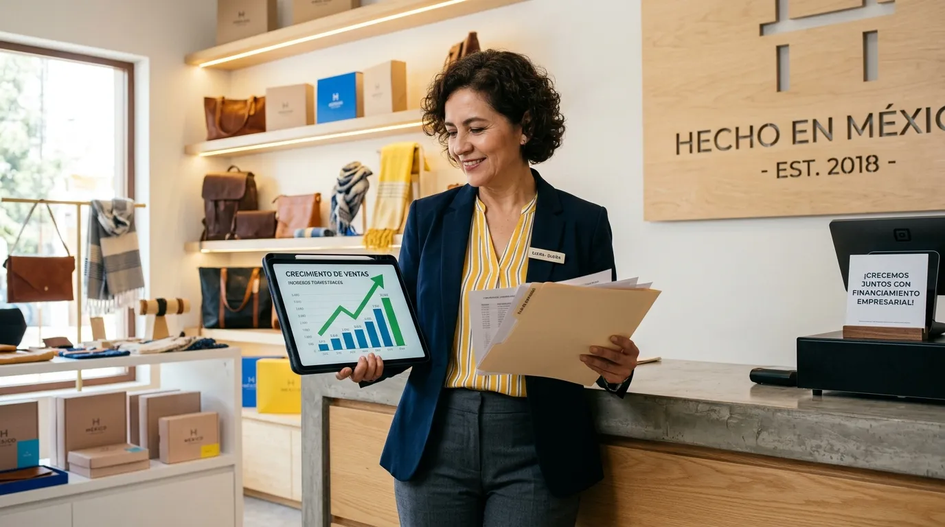 Persona emprendedora analizando información financiera en su computadora para entender qué es un crédito PyME en México
