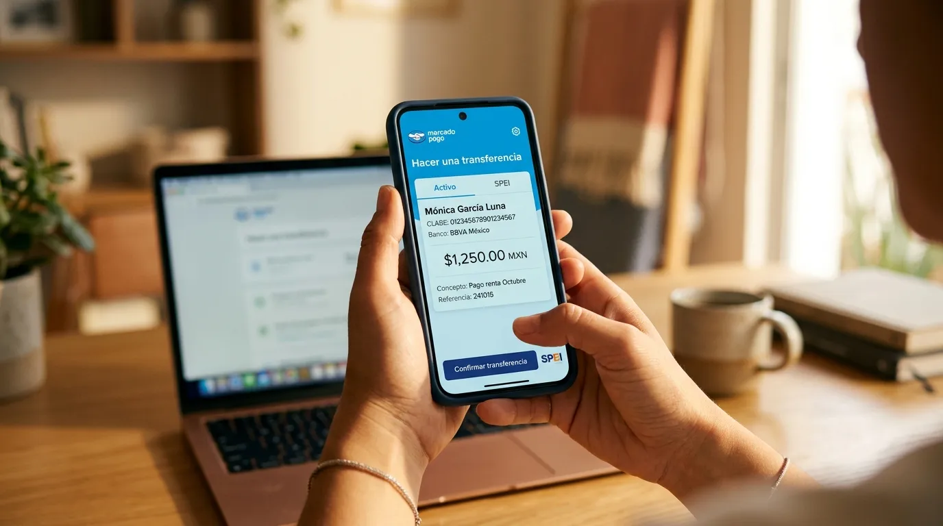 Persona que realiza una transferencia SPEI desde la cuenta de Mercado Pago