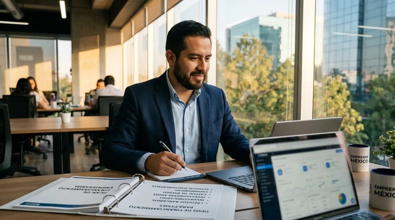 Persona emprendedora analizando tipos de financiamiento para iniciar un negocio en México