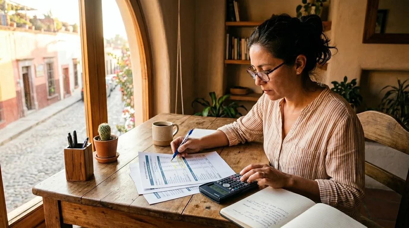 Persona calculando la rentabilidad de una empresa con documentos financieros