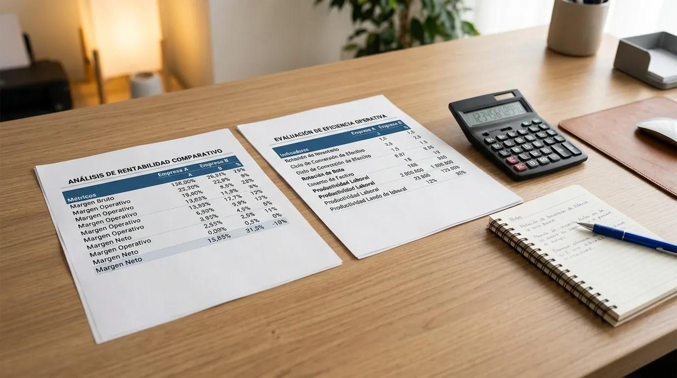 Comparación de tipos de rentabilidad empresarial en hojas de análisis