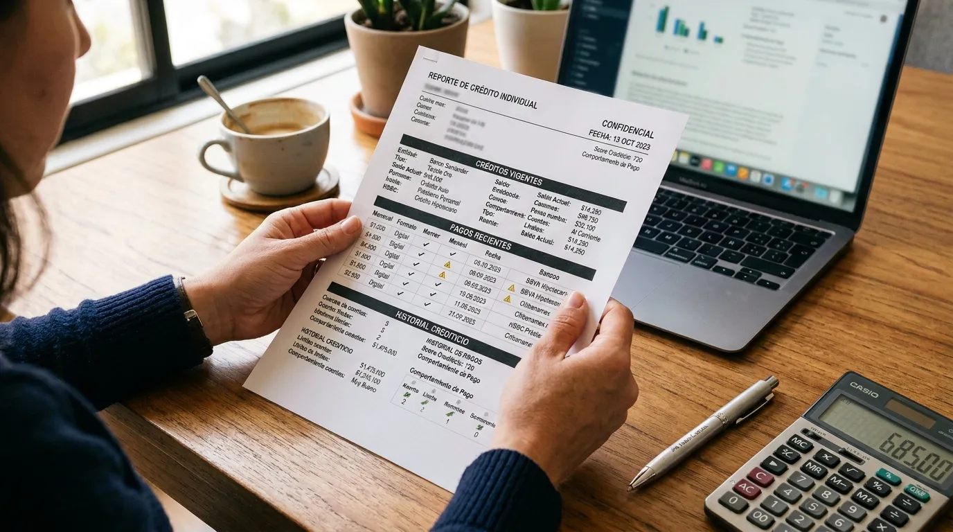 Mujer evaluando su historial crediticio