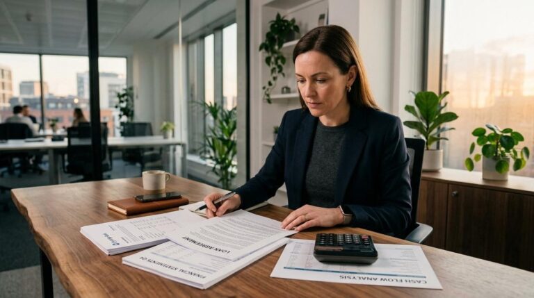 Persona analizando alternativas de refinanciamiento para su empresa