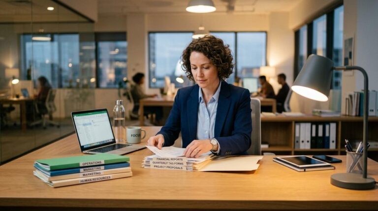 Empresaria organizando requisitos para solicitar un crédito empresarial en México