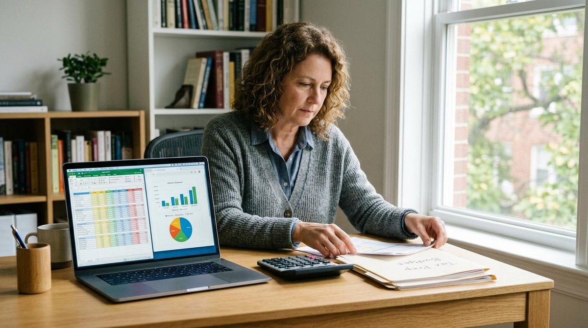 Mujer que prepara las finanzas de su negocio