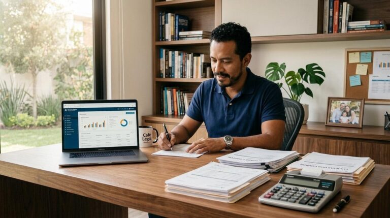 Hombre que separa sus finanzas personales de las del negocio