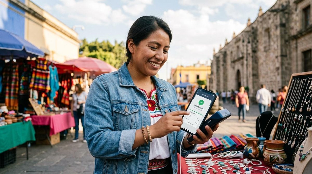 Mujer que usa una de las tendencias fintech para sellers en México